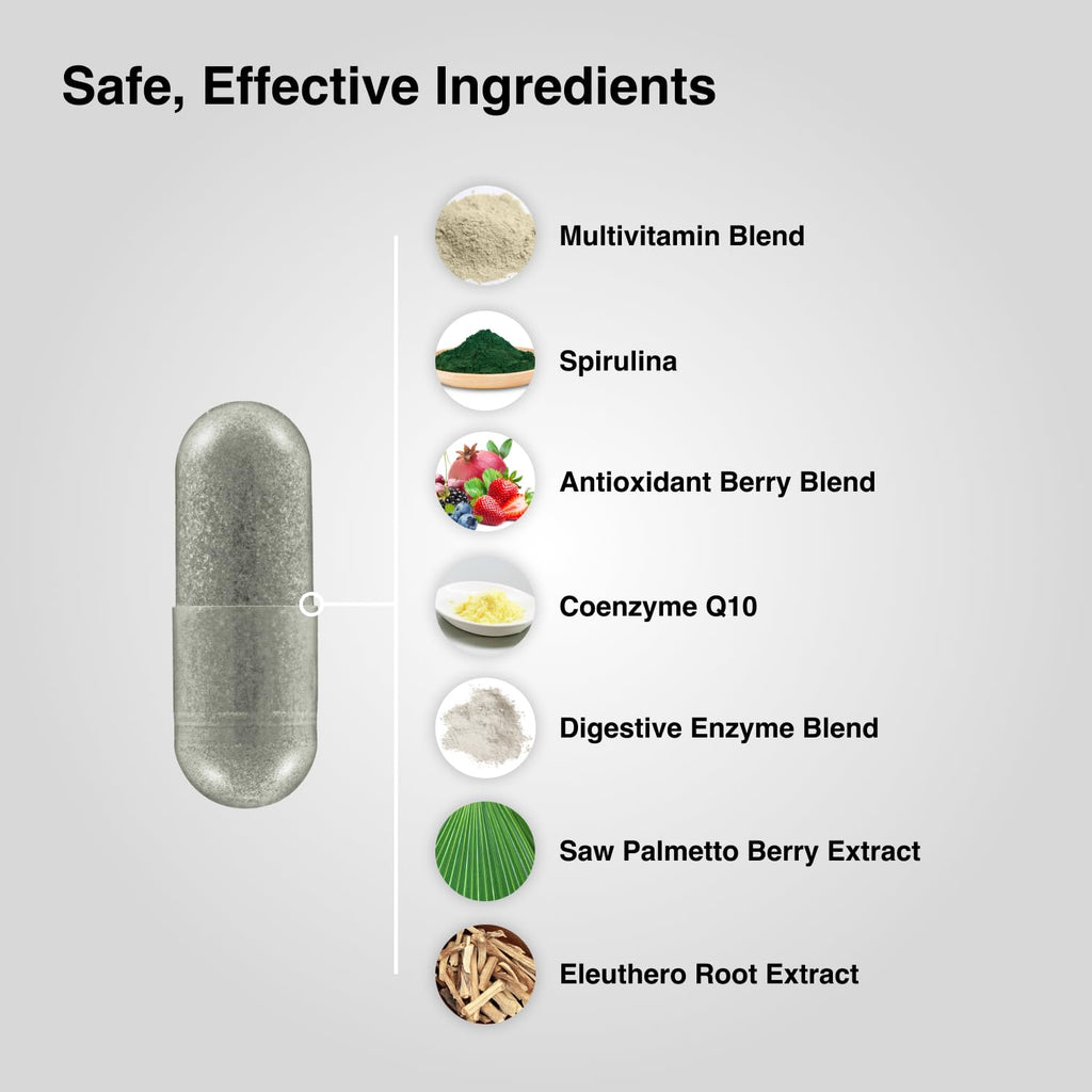 Mdrive Multivitamin for Men, Daily Multivitamin - Immune Health Support from Zinc, Selenium, Manganese & Vitamin D, Enzymes for Digestive Support, CoQ10 for Energy and Vitamin K2, 90 Capsules