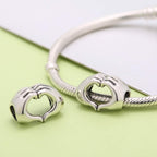 925 Sterling Silver Heart Hands Charm fit Pandora Bracelets, Gift for Women