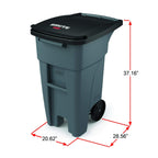 Rubbermaid Commercial Products Brute Rollout Trash/Garbage Can/Bin with Wheels, 32 GAL, Gray, for Restaurants/Hospitals/Offices/Back of House/Warehouses/Home