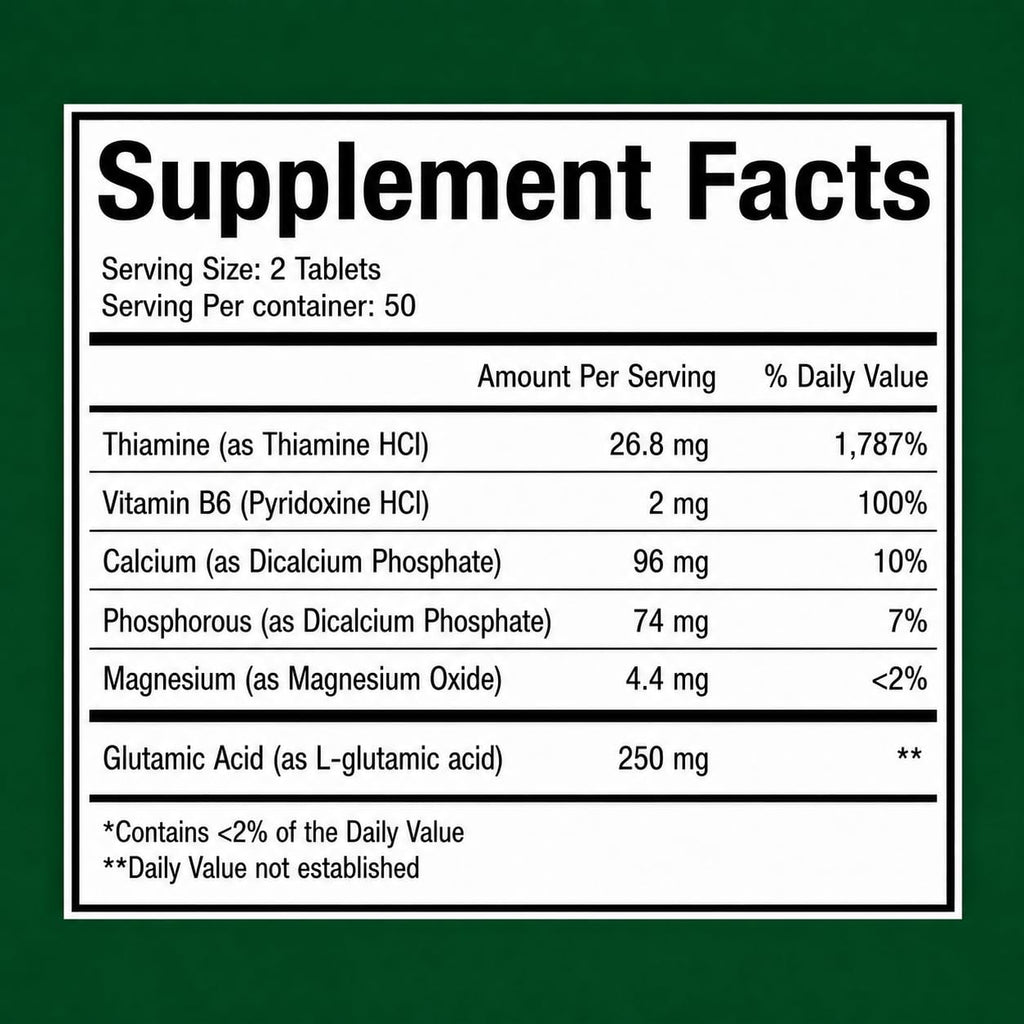 Fitina Brain Supplements for Memory and Focus with Vitamin B6 & Thiamine — High-Dose B Vitamins Nervous System and Cognitive Health Support, Daily Supplement Formula for Adults, 100 Tablets (2-Pack)