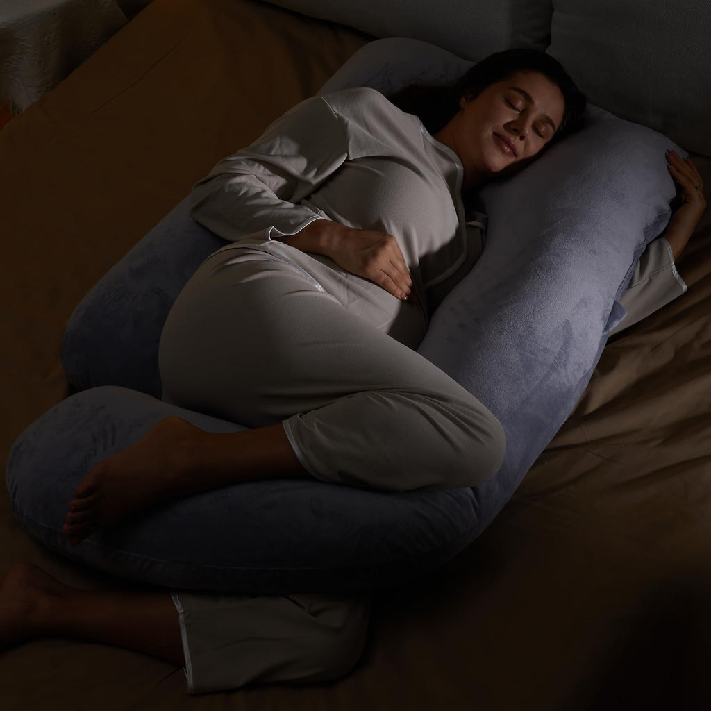 Momcozy Pregnancy Pillows for Sleeping, U Shaped Full Body Maternity Pillow with Removable Cover - Support for Back, Legs, Belly, HIPS for Pregnant Women, 57 Inch Pregnancy Pillow for Women, Grey