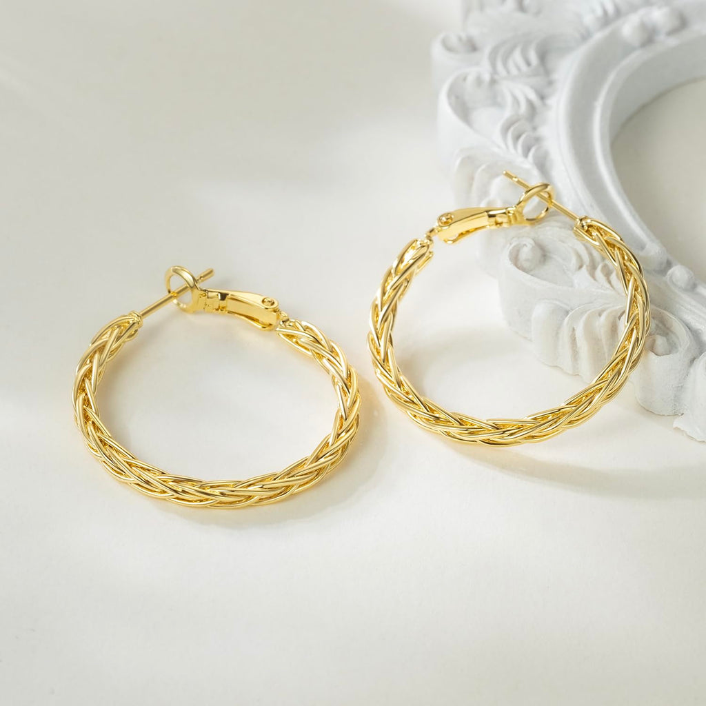 Amoxos Gold Earrings for Women 14K Gold Hoop Earrings for Women
