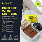 DryTote Rechargeable Desiccant Pack (10 Pack), Ultimate Moisture Absorption, Color Change Indicator, Safe Storage Protection, Large Capacity 200 Gallons, 100g, Yellow