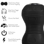 Rolling With It Vibrating Peanut Massage Ball - Deep Tissue Trigger Point Therapy, Myofascial Release - Handheld, Cordless - 4 Intensity Levels - Dual Lacrosse Ball Vibration Massager (Black)