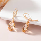 EVEVIC Austrian Crystal Teardrop Leverback Drop Earrings for Women