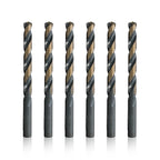 Drill America 3/8" High Speed Steel Black & Gold KFD Split Point Drill Bit (Pack of 6), KFD Series