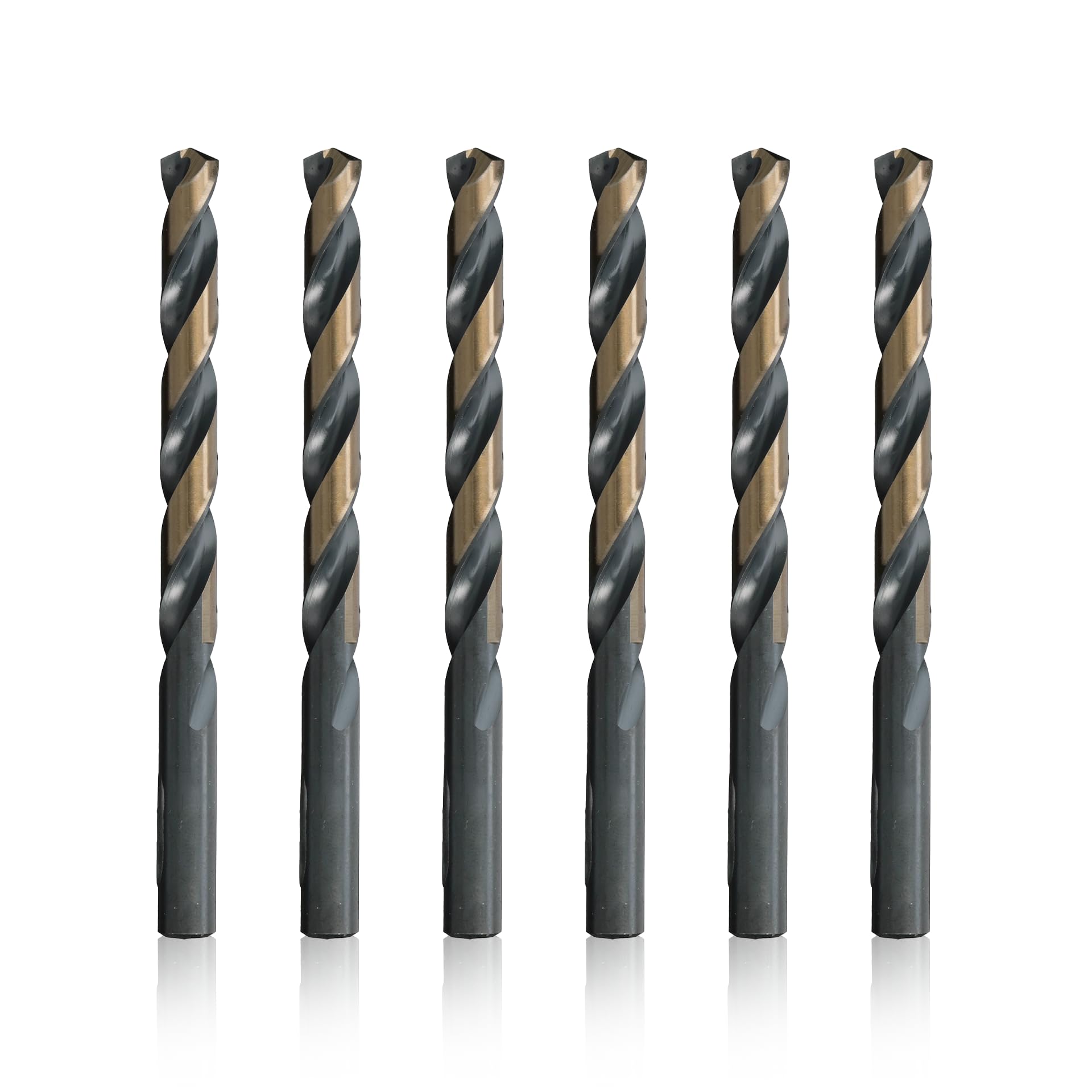 Drill America 3/8" High Speed Steel Black & Gold KFD Split Point Drill Bit (Pack of 6), KFD Series