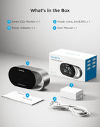 GoveeLife Smart Air Quality Monitor for Home, CO2 Detector for Health, Sleep Quality & Energy Efficiency, Thermometer Hygrometer with Real-Time Display & Alarm, for Office, Bedroom, Kitchen