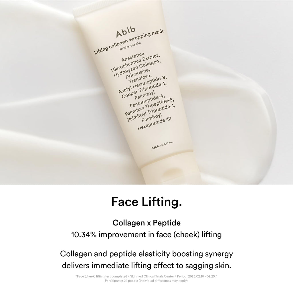 Abib Lifting Collagen Wrapping Mask Jericho Rose Film 3.38 fl oz, Includes Applicator, Peel-Off Face Mask, Peptides and Hydrolyzed Collagen, Improves Elasticity and Pore Appearance, Korean Skincare