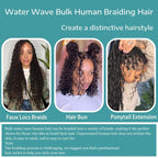 Human Braiding Hair 22inch Water Wave for Braiding Wet and Wavy Micro Braiding Human Hair No Weft Human Braiding Hair Extensions for Box Boho Braids 100g With 2Bundles（22inch,99J#)