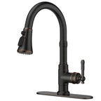 FORIOUS Vintage Kitchen Faucets with Pull Down Sprayer, Oil Rubbed Bronze