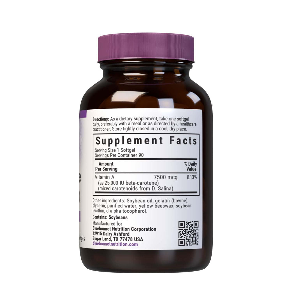 BlueBonnet Mixed Beta-Carotene 25,000 IU (7500 mcg) Eye Vitamins - Vitamin A Supplement D. Salina Algae Beta-Carotene, Lutein & Zeaxanthin for Eye Health & Immune Support - Gluten-Free - 90 Softgels