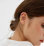 Reffeer Solid 925 Sterling Silver Minimalist Cuff Earrings Chain for Women Teens Cartilage Wrap Earrings Helix Cuffs (B-18K Gold)
