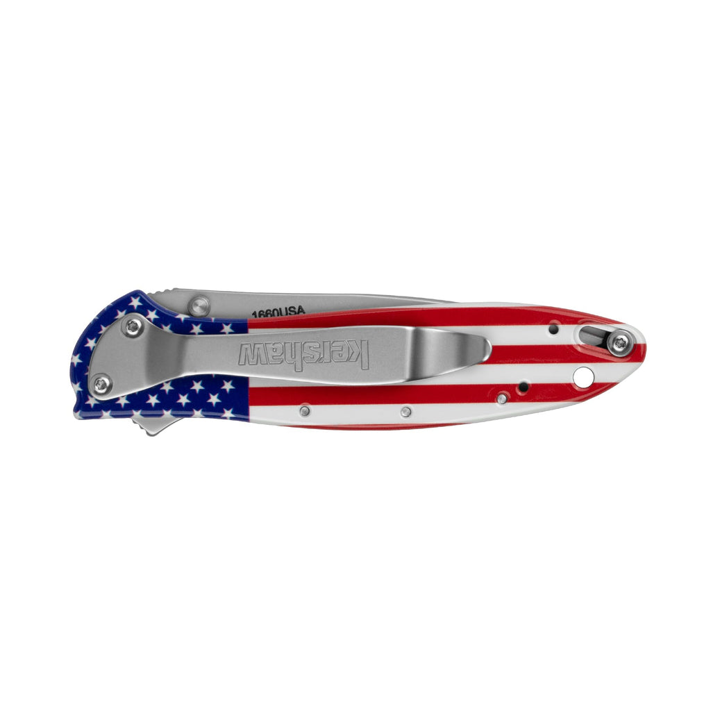 Kershaw Leek Folding Pocket Knife, 3" Sandvik 14C28N Blade, Aluminum Handle, Slim and Versatile Tool, Made in the USA