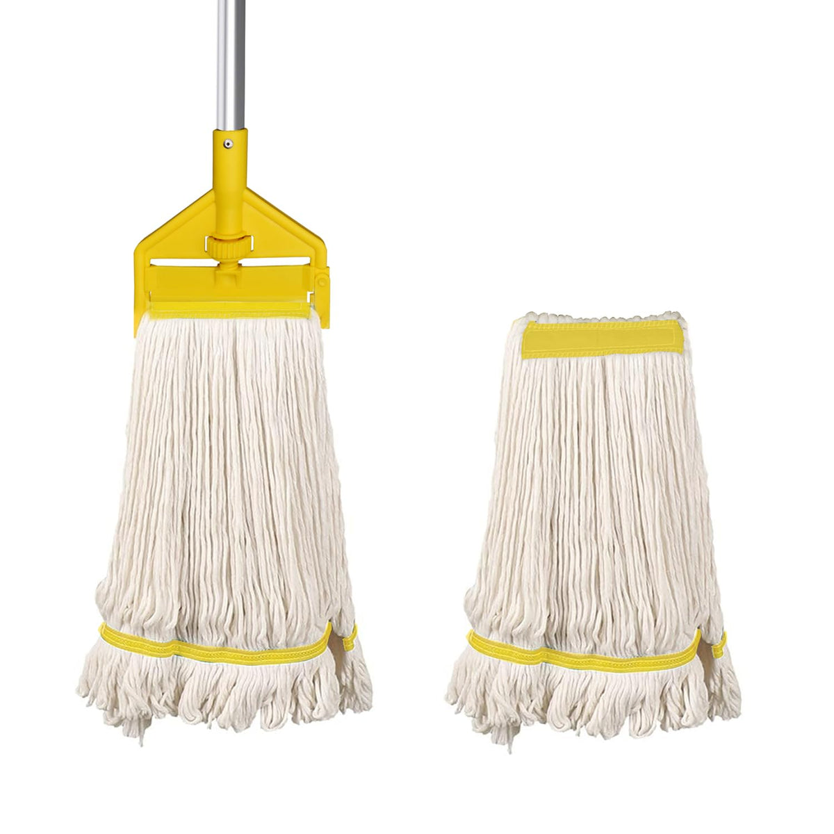 KULED Heavy Duty Industrial Mop with 2 Heads, 59" Handle for Floor Cleaning