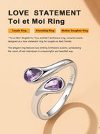 Bestyle June Birthstone Ring for Women, Silver Alexandrite Ring Two Purple Gemstone Teardrop Ring, TOI et Moi Ring Love Promise Rings BFF Ring for, Christmas Valentine's Day Birthday Gifts