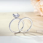 AONED Engagement Rings For Women Wedding Rings Fake Engagement Ring Set Promise Rings For Her 2 Carat 2CT Radiant Cubic Zirconia CZ Bridal Ring Sets Wedding Rings Cheap Band 2pcs, Size 8
