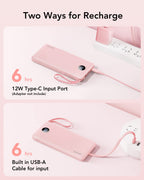 VRURC Portable Charger, Slim Power Bank Built-in 4 Cables, Travel Essential
