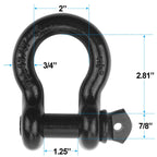 Robbor Shackles 3/4"(2 Pack) D-Ring Shackle Rugged 28.5 Ton (57,000 Lbs) Maximum Break Strength Heavy Duty Tow Shackles Perfect Shackle work with Tow Strap, Winch, Off-Road Jeep Truck Vehicle Recovery