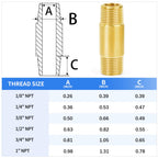 ChillWaves Brass Pipe Fitting, Long Nipple Pipe 3/4" NPT Male x 3/4" NPT Male Thread 2" Length(50MM)(2-PACK)