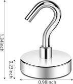 DIYMAG Magnetic Hooks Heavy Duty, 85 LBS Neodymium Magnet Hooks for Home, Kitchen, Workplace, Office, Garage and Indoor Hanging, Silver, Pack of 12