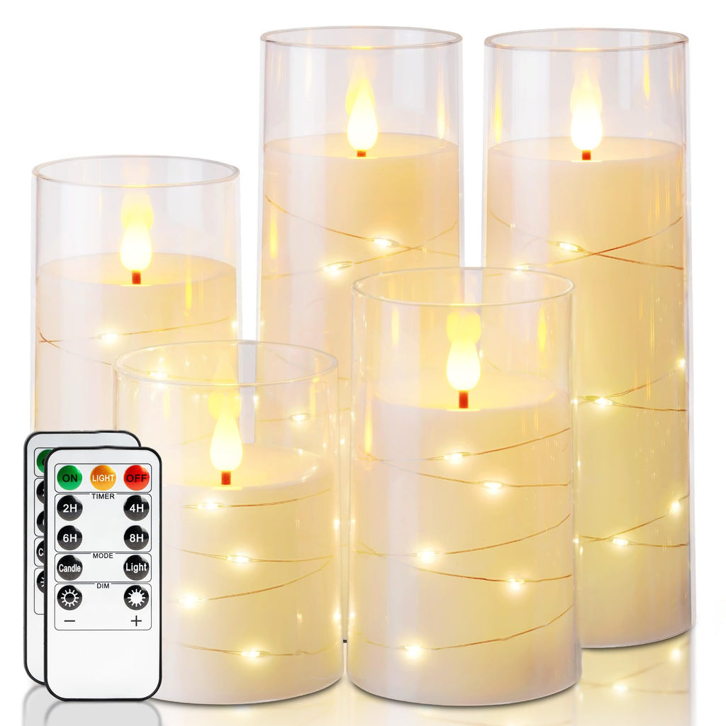 Homemory Flickering Flameless Candles, Ivory LED Pillar Candles with Remote