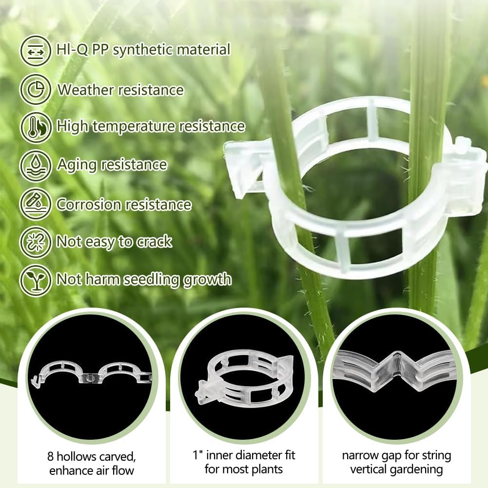 Mqacpu 50Pcs Tomato Clips,Plastic Trellis Clip Secured Plant Support Clips
