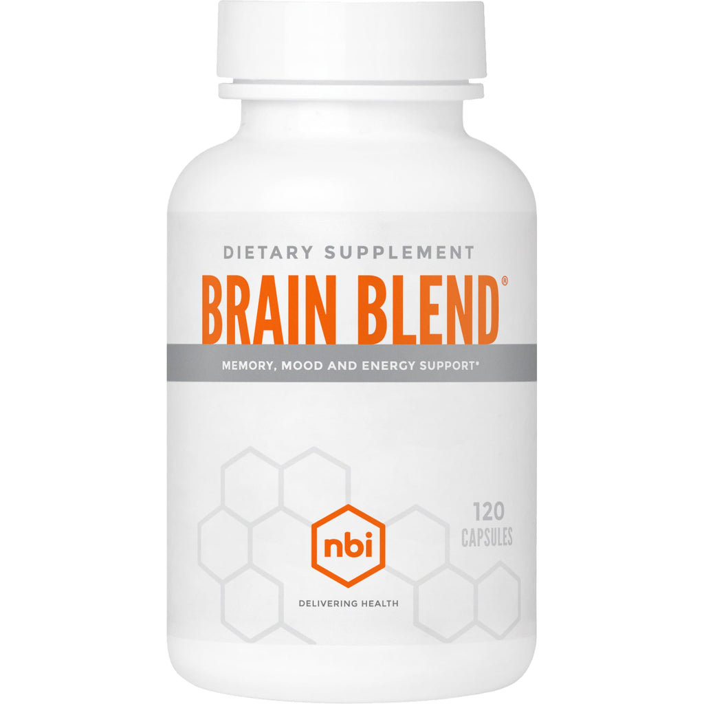 NBI Brain Blend for Memory, Focus, Concentration, Cognitive Function for Men & Women | Caffeine-Free with ALCAR, Alpha Lipoic Acid, Huperzine A, Turmeric | Nootropic | 120ct Capsules