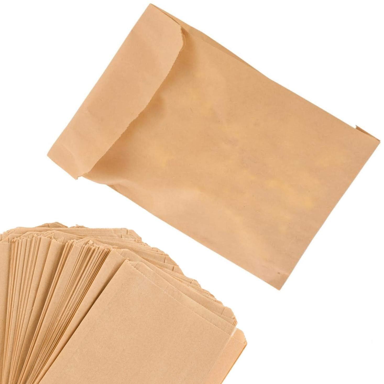 Paper Sandwich Bags Kraft Brown (200 Pack), Food Grade Unbleached Kraft Paper for Bakery, Cookies, Treats, Snacks, Sandwiches