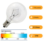 LinMiFo Wax Warmer Bulbs 6 Pack, G50 25 Watt Light Bulbs for Full Size Scentsy Warmers, E12 Base G16.5 Globe Clear scentsy Bulb for Candle Wax Warmer, Long Lifespan, 120 Volt