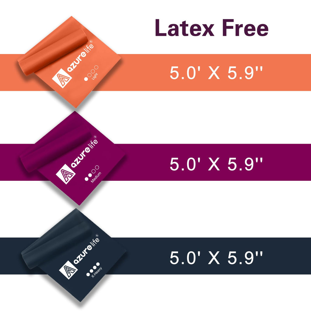 A AZURELIFE Resistance Bands,Professional Long Non-Latex Elastic Stretch Bands,Exercise Bands for Physical Therapy, Yoga, Pilates, Rehab, at-Home or The Gym Workouts, Strength Training