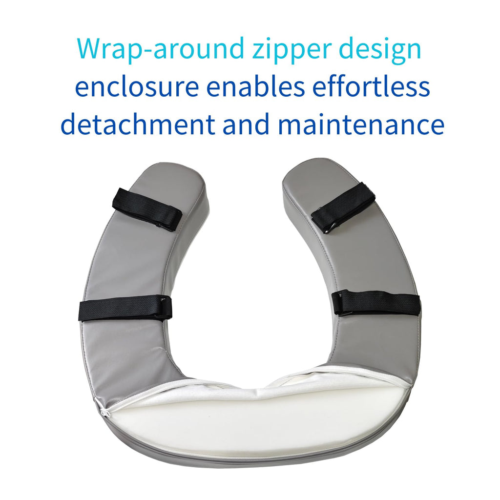 Soft Padded Toilet Seat Cushion with 2-Inch High-Density Foam & Waterproof PU Fabric, U-Shape Padded Toilet Cushion - Secure Hook & Loop Tape, Fits Standard/Elongated Toilets (Grey)