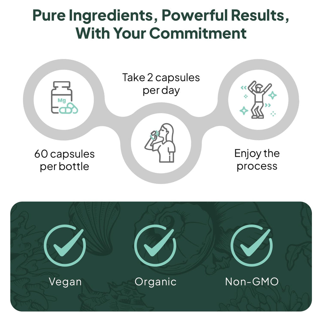 Organics Ocean Better Calcium - Organic Red Algae Calcium with Vitamin D3 and K2 Supplements - Supports Bone Structure, Joint Comfort & Encourages Healthy Aging - Plant-Based, Non-GMO - 1 Pack