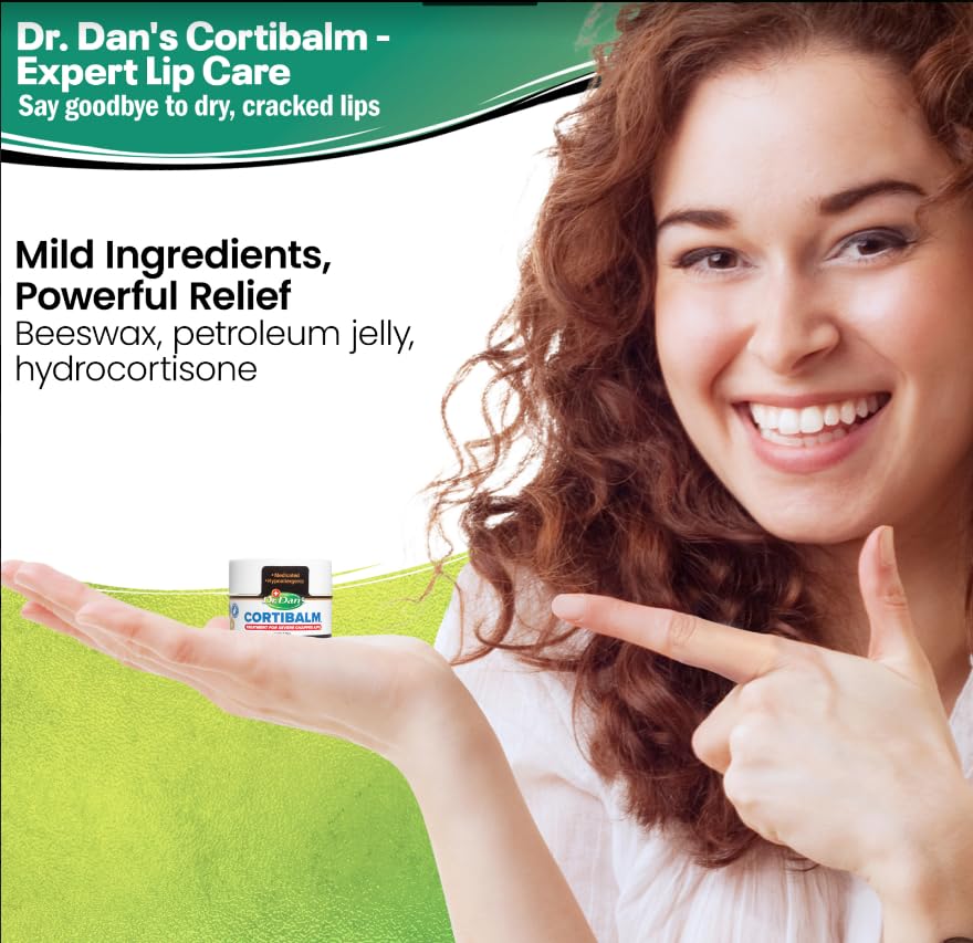 Dr. Dan's Cortibalm Jars-3 Pack- for Dry Cracked Lips - Healing Lip Balm Jar for Severely Chapped Lips - Designed for Men, Women and Children -