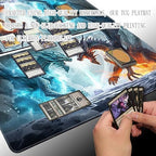 Premium Board Game 24x14in MTG Playmat Compatible for OCG CCG RPG TCG Playmat (Ice and Fire)