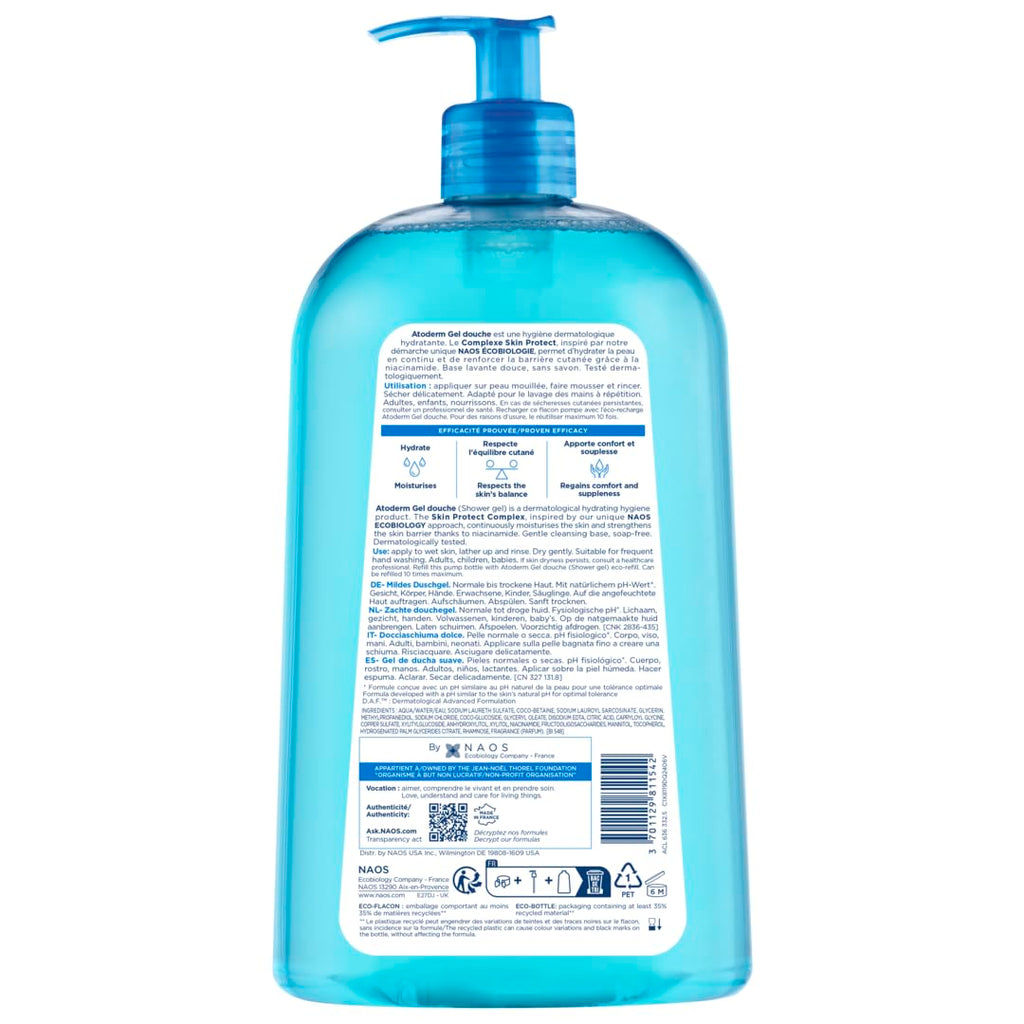 Bioderma - Atoderm Hydrating Shower Gel Body Wash - Moisturizing Face and Body Cleanser for Normal to Dehydrated Sensitive Skin