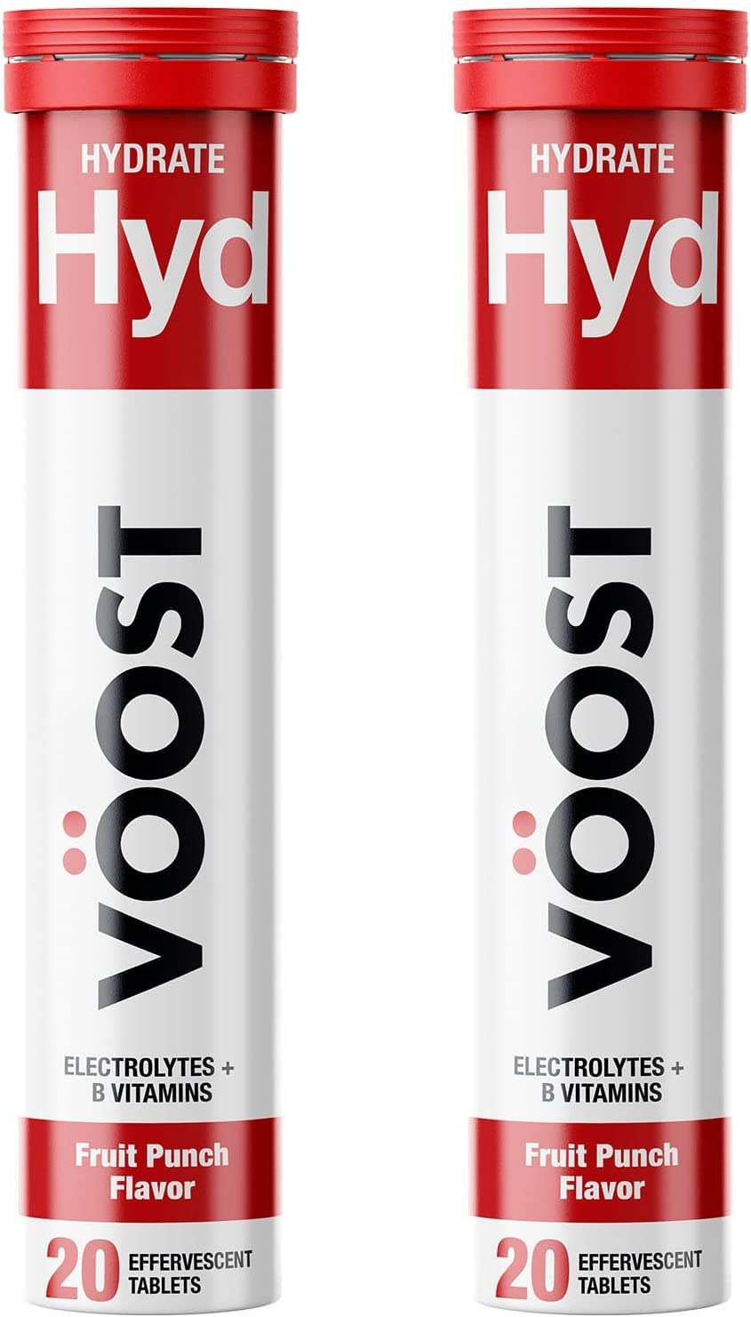 Voost, Hydration, Electrolyte and Hydration Tablet, B Vitamins, Daily Vitamin Supplement, Effervescent Drink Tablet, No Sugar + Low Calorie, Fruit Punch Flavor, 40 Count