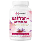 Micro Ingredients Saffron+ Advanced Supplements, 60 Veggie Capsules – 10-in-1 with Saffron Extract, High Absorption Fat-Soluble Vitamin C, Magnesium, Turmeric & KSM-66 Ashwagandha – Filler Free
