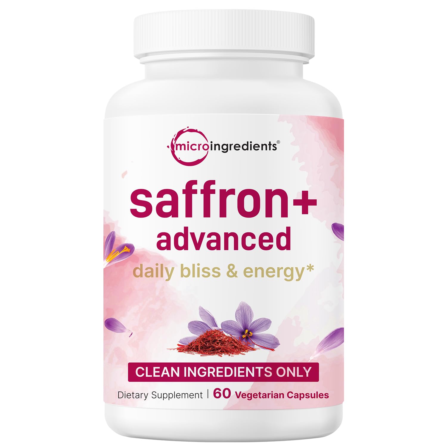 Micro Ingredients Saffron+ Advanced Supplements, 60 Veggie Capsules – 10-in-1 with Saffron Extract, High Absorption Fat-Soluble Vitamin C, Magnesium, Turmeric & KSM-66 Ashwagandha – Filler Free