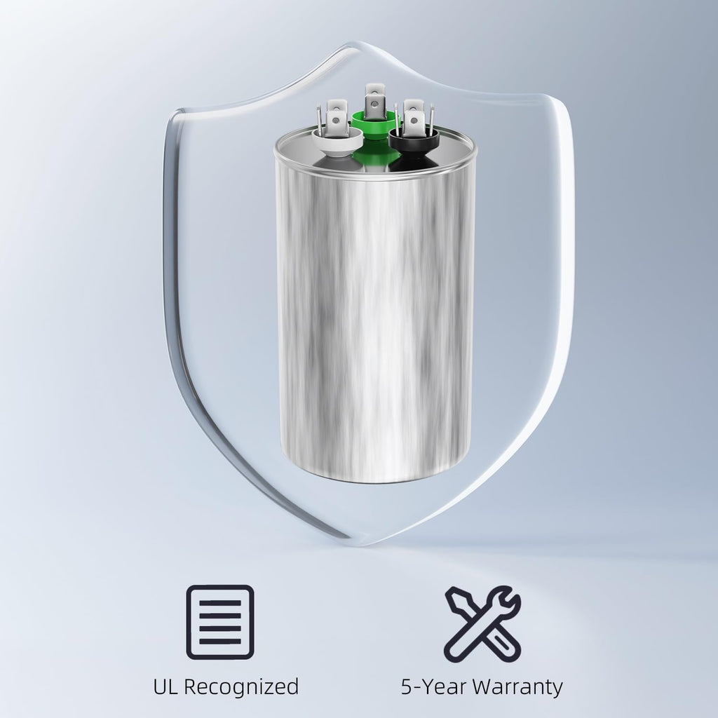 [UL Recognized] FOCSPROD 40 uF 40 MFD ±6% 370V/440V CBB65B AC Capacitor, Single Run Round Capacitor Replacement, 40 uF 440 Volt HVAC for AC Unit Fan Motor or Condenser Straight