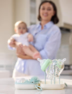 Momcozy 7-in-1 Baby Bottle Brush Set with Drying Rack, Green