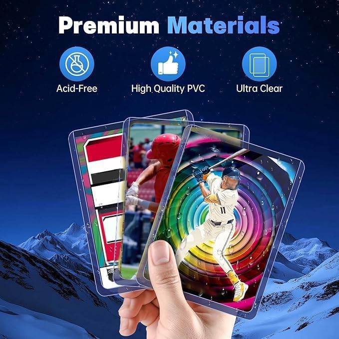 800 PCS Hard Plastic Card Sleeves, Premium Baseball Trading Sports Card Holder Protectors (400 Hard Sleeve + 400 Soft Sleeve)