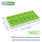 EZY DOSE Weekly (7-Day) AM/PM Daily Pill Case, Medicine Planner, Vitamin Organizer, Fish Oil Holder, Supplements Container, Medium Compartments, 2 Times a Day, Color May Vary, BPA Free (Pack of 3)