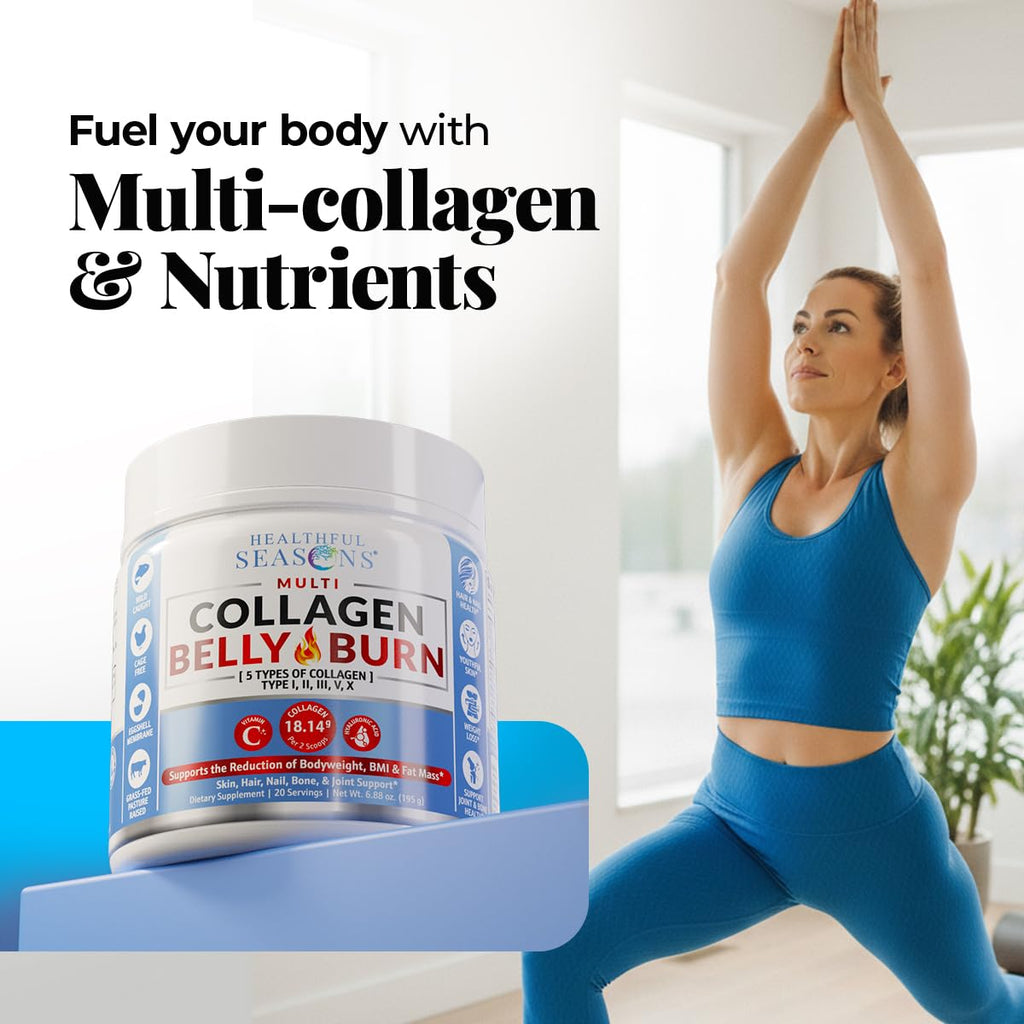 Multi Collagen Powder with Types I, II, III, V, X - Weight Management Supplement with Vitamin C & Hyaluronic Acid – Supports Skin, Hair, Nails, Metabolism, Joint & Muscle Health – 20 Servings (1)