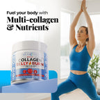 Multi Collagen Powder with Types I, II, III, V, X - Weight Management Supplement with Vitamin C & Hyaluronic Acid – Supports Skin, Hair, Nails, Metabolism, Joint & Muscle Health – 20 Servings (1)