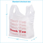 SSWBasics White Thank You Bags Case of 1000-11 ½” x 6" x 21" - Thickness .48mil HDPE- Standard Supermarket Size, Perfect for Grocery, Retail, Convenience Stores, Take-Out and Home Use