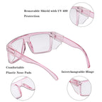BINGKING ANSI Z87 UV400 Transition Photochromic Pink Safety Glases sunglasses for women (Clear pink (clear shield))