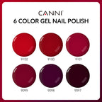 CANNI Dark Red Gel Nail Polish Set, 6Pcs 9ml Burgundy Gel Polish Kit