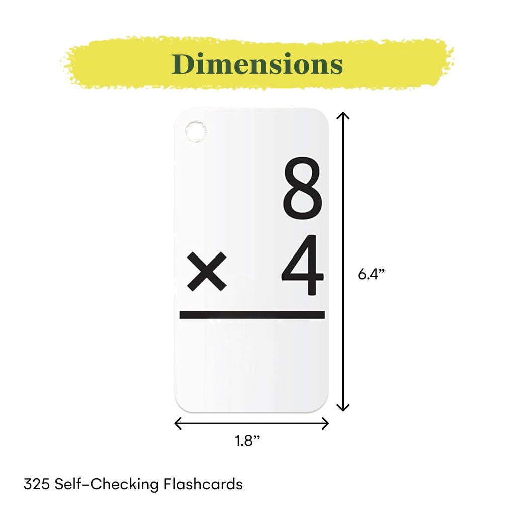 Star Right 325 Math Flash Cards - Multiplication and Division Flash Cards with 4 Metal Rings - Hole-Punched Math Flashcards for 3rd to 6th Grades - Ideal Math Game Practice Tool - 6.4 x 1.8 Inches