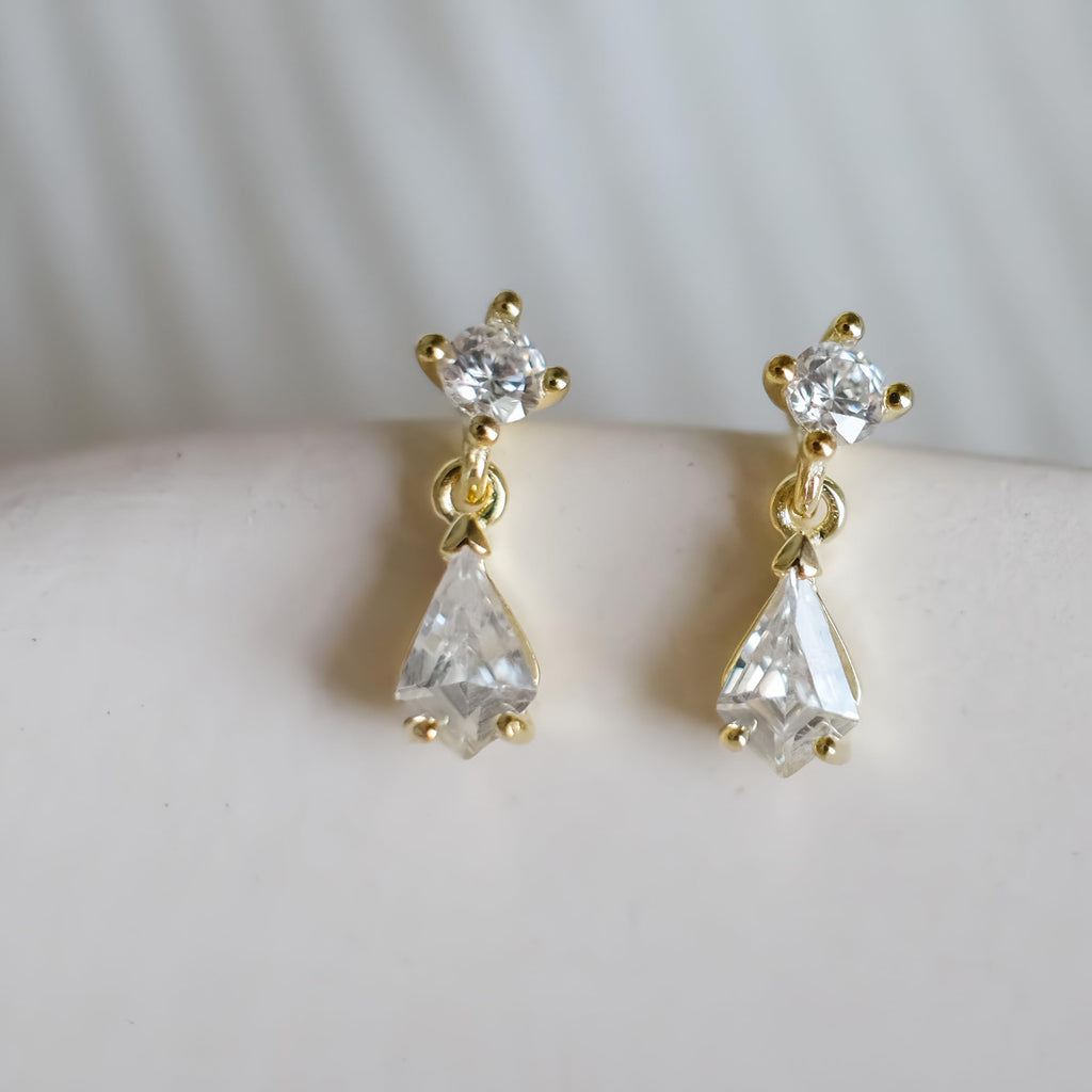 LOVECOM 925 Sterling Silver Cubic Zirconia Small Dangle Earrings for Women